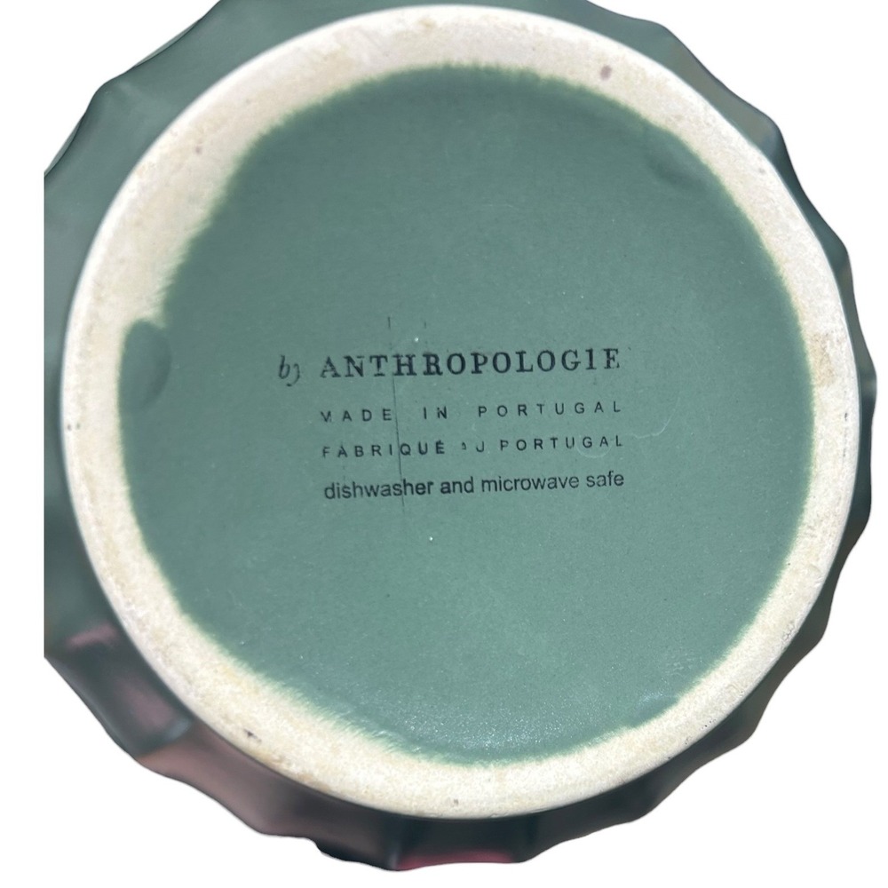 Anthropologie Sage Green Fluted Latte Bowl Made in Portugal Ceramic Dinnerware - Picture 6 of 6